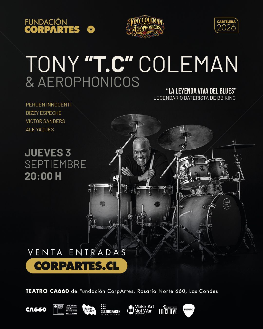 T.C. Coleman: ''Cada vez que toco, ese es mi lugar feliz''